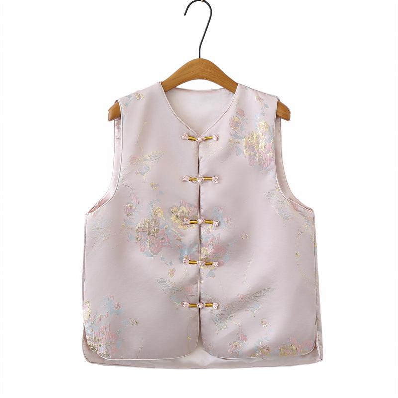 2026 Spring Plus Size Women s Chinese-Style Jacquard Vest & Shawl Top 2XL