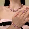 Color diamond-set crystal love necklace bracelet earrings set light luxury high-end temperament thousand gold jewelry