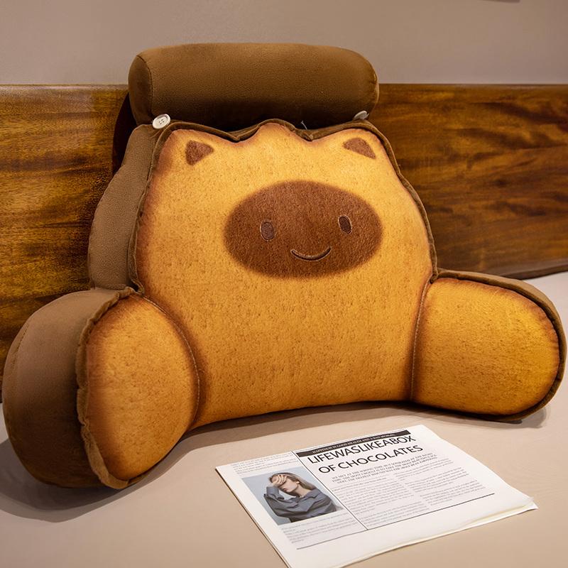 Cartoon Bedside Soft Animal Bread Cat Capybara Backrest Sofa Cushion Plush Biscuit Cat Triangle Pillow On The Bed Gifts