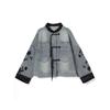 Vintage Print Denim Jacket Women Spring Autumn Fashion Long Sleeve Jeans Short Coat Female Loose Cowboy Outwear