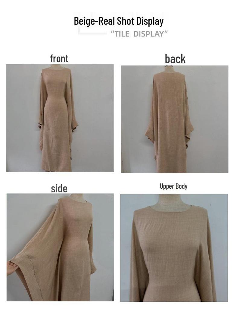 Yiduo Duo Waist-Slimming Batwing Sleeve Dress with Belt