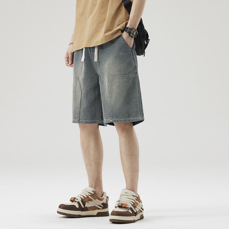 Denim Shorts Men's Summer New Loose Straight Work Top Five-leg Pants