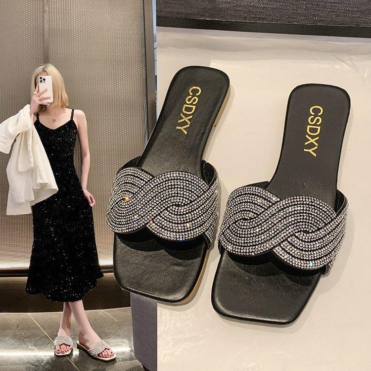 Fashion Shoes Women Slippers Flat Slides Jelly Flip Flops Pantofle Fashion Soft Glitter 2025 Luxury Crystal Flat Shoes Female Woman's S