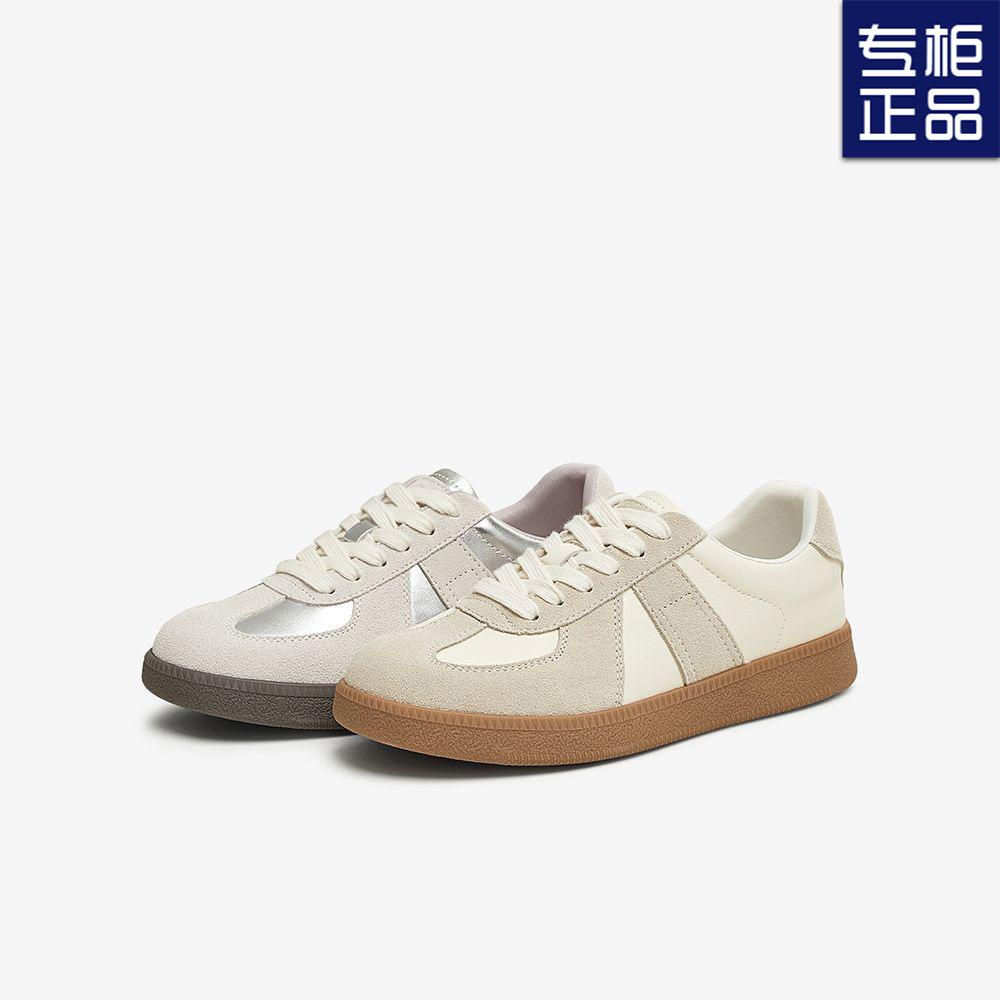 Spring new shopping mall simple retro German training shoes flat heel women's casual shoes dopamine flat bottom