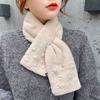 Korean Cute Faux Rex Rabbit Fur Warm Scarf Winter Female Thicken Double-Sided Plush Narrow Cross Neck Guard Pearl Scarves O69