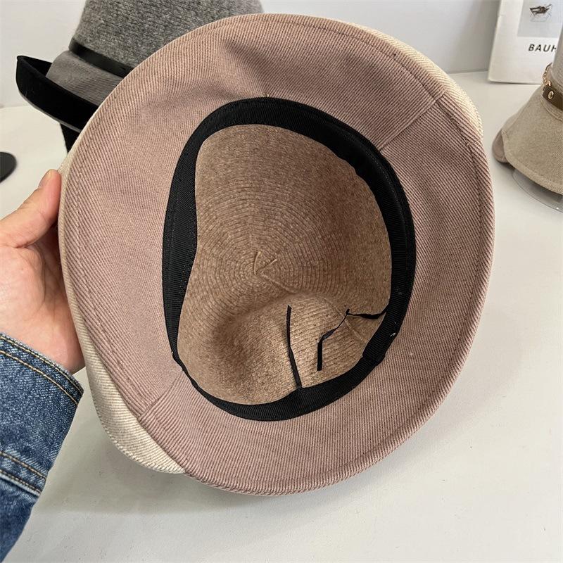 Cashmere Fisherman's Hat Children's Autumn and Winter Retro Versatile Warm Knitted Hat Premium Feeling Belt Decorative Basin Hat