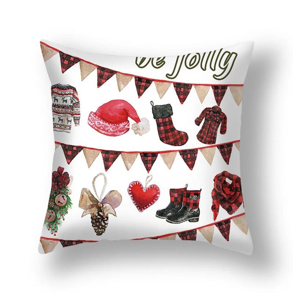 Home Christmas Cushion Cover Pillowcase   Sofa Decorations Happy New Year  Funda De Almohada