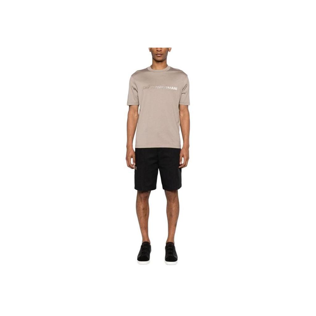 Emporio Armani SS24 Letter Logo Printed Round Neck Short Sleeve T-Shirt Men Tops Light-Brown 3D1TG3-1JPZZ-06G7