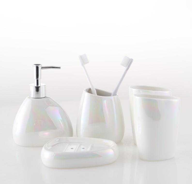 White Marble Texture Bathroom Supplies Toothpaste Dispenser Toothbrush Holder Cotton Swab Box Bathroom Decoration Accessories