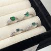 Emerald Colored Treasure Series Inlaid Zir*****Pen Ring, High-End Exquisite Light Luxury Green Diamond Geometric Ring, Female