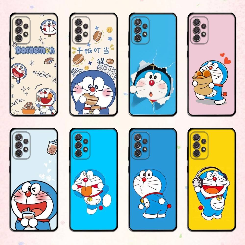 Cute Fat D-Doraemon Blue white Phone Case For Samsung S 25,24,23,22,30,21,10,9,Ultra,Plus,Lite,FE,4,5 G Soft Black Case