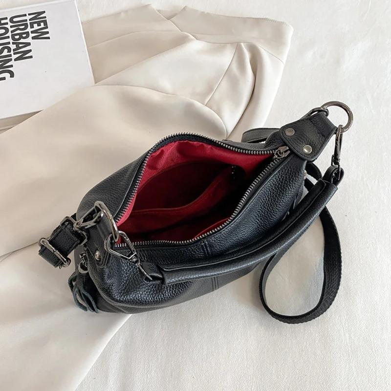 Chic Leather Hobo Bag with Detachable Strap & Tassel Versatile Large Capacity Handbag for Women Leisure Fashion Women's Shoulder Bag