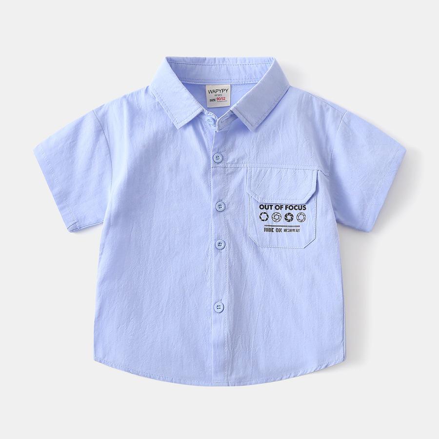 

Дитяча сорочка з коротким рукавом, складками та кишенею - Літня мода 2026 Size 100
