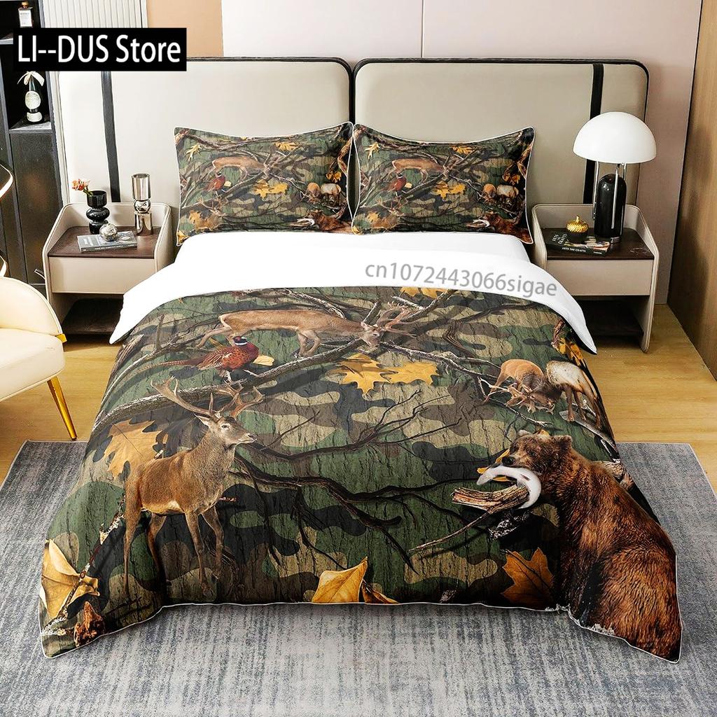 Camouflage Duvet Cover Set Abstract Soft Colors Pattern Decorative 3 Piece Bedding Set with 2 Pillow Sham Twin King Full Size