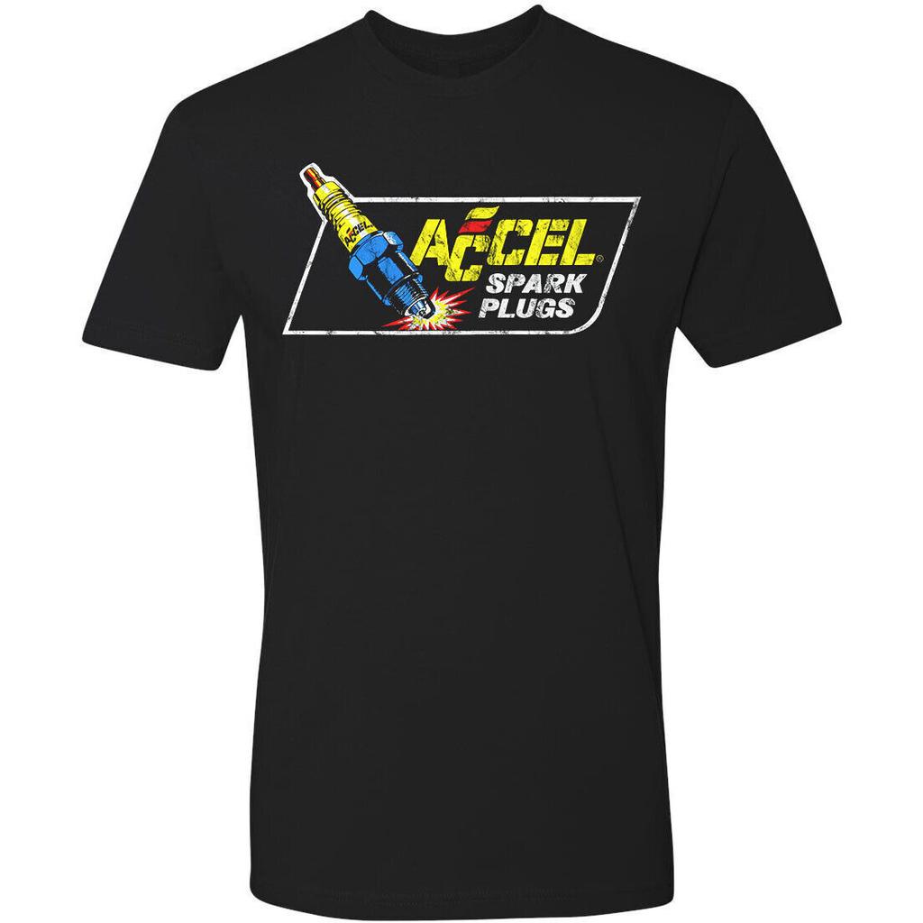 Retro Hot Rod Tee T Shirt Accel Spark Plug Speed Shop Garage Mechanic