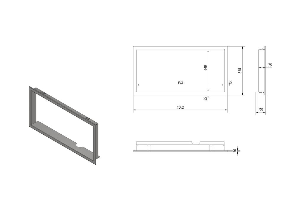 Frame for Nadia 14 G fireplace stove frame width 35 mm