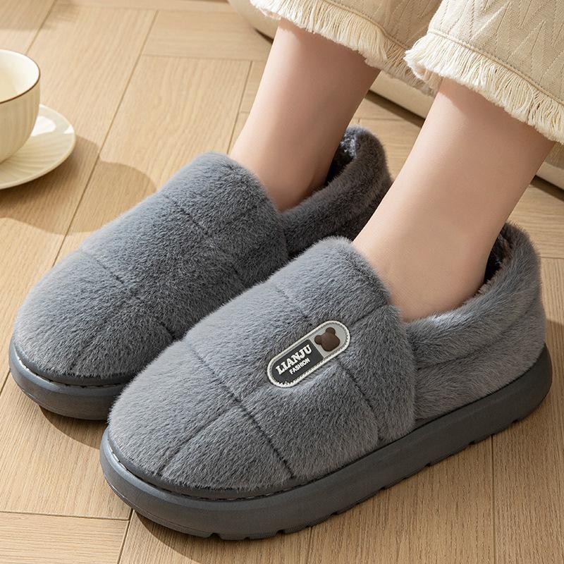 Men's & Women's Extra Large Warm Non-Slip Cotton Slippers, Size 50, Thick-Soled, Back-Heel Design.