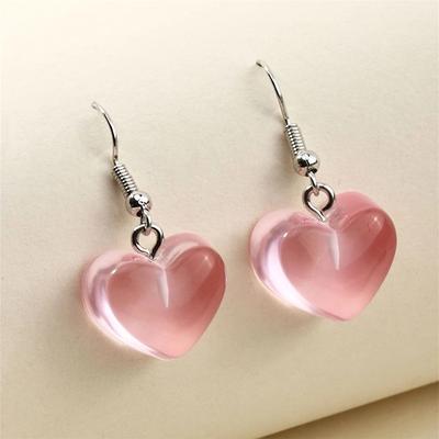 Resin Peach Heart Pearl Earrings, Cute and Sweet Temperament Versatile Love Earrings Earclips for Women