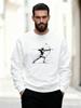Men'S Casual Round-Neck Sweatshirt with an Archery Pose Design