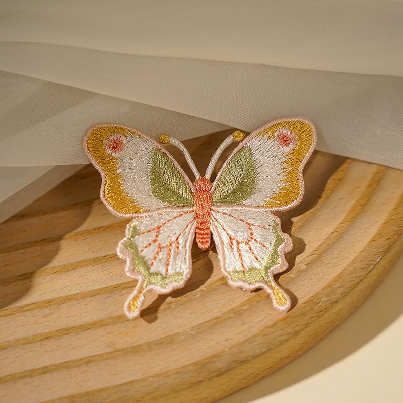 Iron On Patches Cute Waterproof Flower Butterfly Embroidery Heat Transfer Applique for Outdoor Bag Camping Gear Decoration