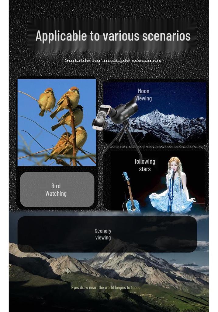 25x30 Aluminum Alloy Bird Watching Telescope with Adjustable Focus - High Definition Monocular Scope