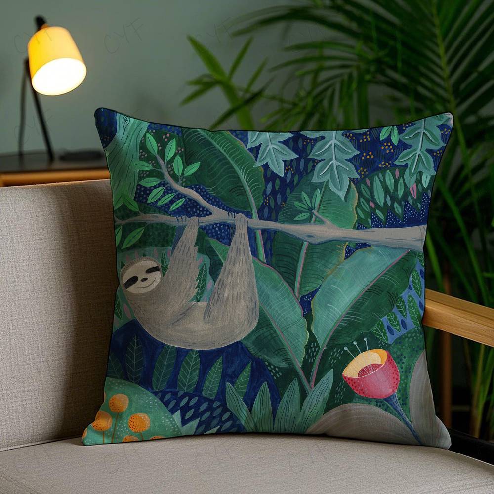 Short Plush Material Pillowcasecheetah Llama Leopard Jungle Pillow Case Custom Printed Brushed Fleece Pillow, Baby Skin-Touch, E