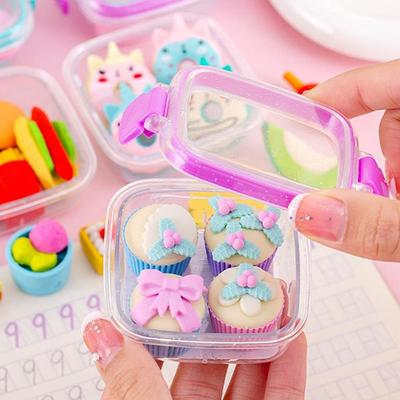 Kreatives Lunchbox-Radiergummi-Set, verschiedene schöne Radiergummis, weicher Radiergummi, Schreibwaren für Schüler, exquisite Preisgeschenke