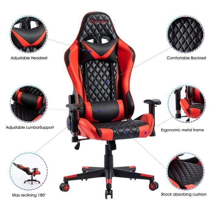Gaming Chair - SEVEN COMFORT - Swivel - Adjustable 3D Armrests - Lumbar Support - 360° Rotation