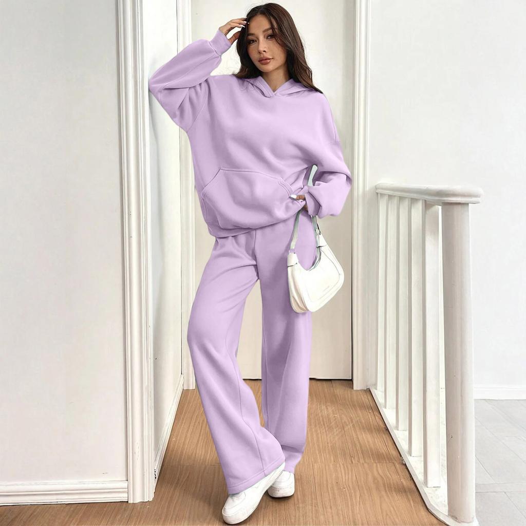 Women's Casual Warm Hooded Sweatshirt And Sweatpants /Winter Sports Set