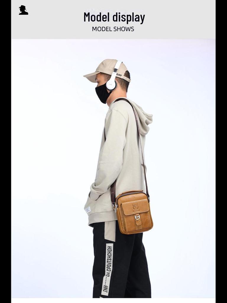 Captain Niu Men's Genuine Leather Crossbody Bag - Trendy, Casual, and Multifunctional