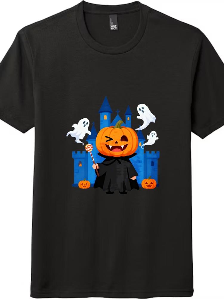 Halloween Pumpkin Vampire Lollipop T-shirt | Cute Spooky Festival Tee 2XL