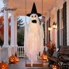 Justerbar Høyde Hengende Spøkelse Lyser i Mørket Halloween Huske Spøkelse med Heks Hatt, Fjernkontrollert Enkel Montering Rekvisitter Lysstyrke, Flyvende Pynt for