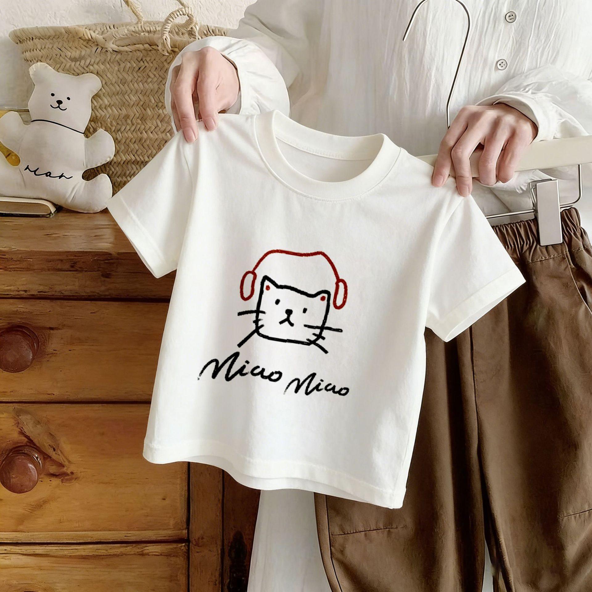 Japanese Summer Children S Short-Sleeved T-Shirt Men S And Women S Pure Cotton Children S Clothing Round Neck Children S Clothing Printed Top 90cm