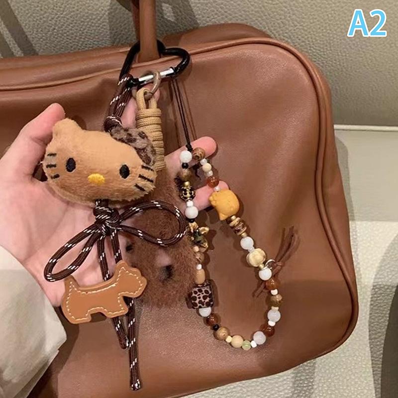 Colgante para Bolso Sanrio Hello Kitty Llavero de Dibujos Animados Maillard Figura de Anime Linda Muñeca con Cuerda Trenzada Regalo de Cumpleaños para Niña