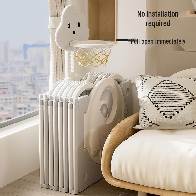 Stackable Baby Basketball Play Fence with Crawling Mat - Indoor Child Safety Solution for Living Room