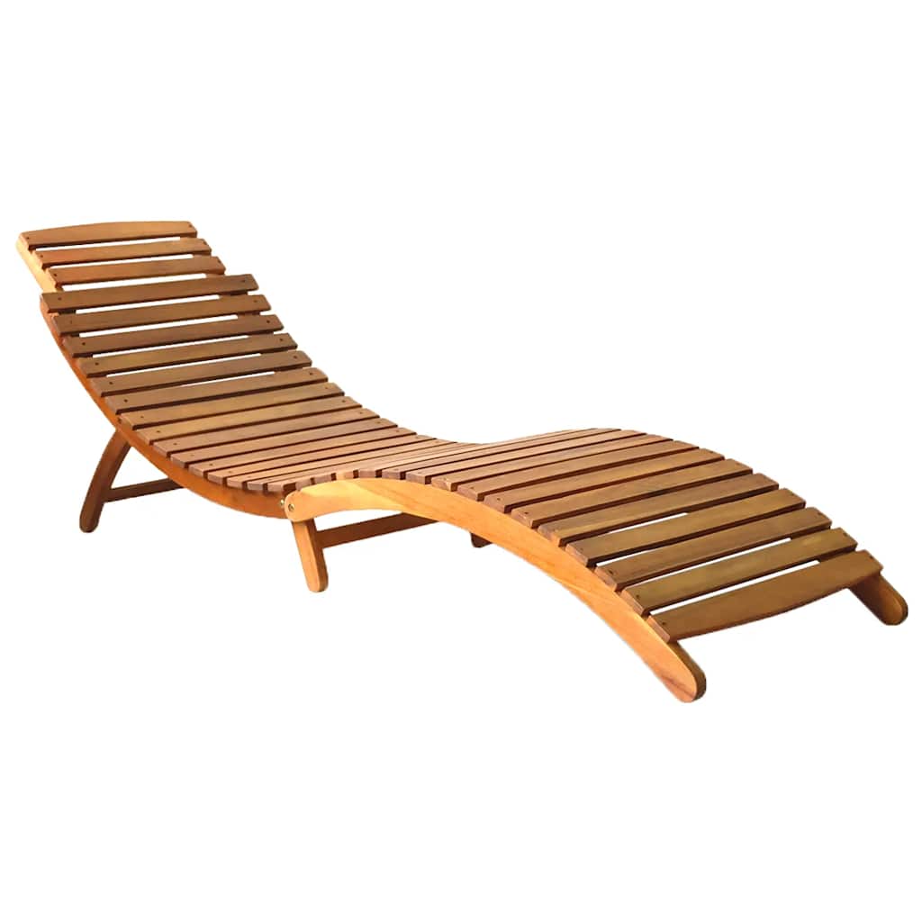 Folding Sun Lounger with Cushion Solid Acacia Wood