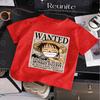 One Piece Luffy Wanted Poster Kids TShirt Cute Cartoon Graphic Tee for Boys Girls Soft Cotton Short Sleeve TShirt for Casual