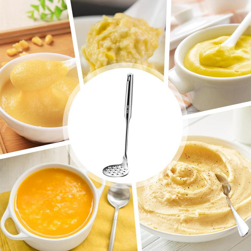 Potato Masher Stainless Steel Vegetables Smasher Stainless Steel Non-Slip Handle Potato Masher For Cooking Baby Food Meat Mashed