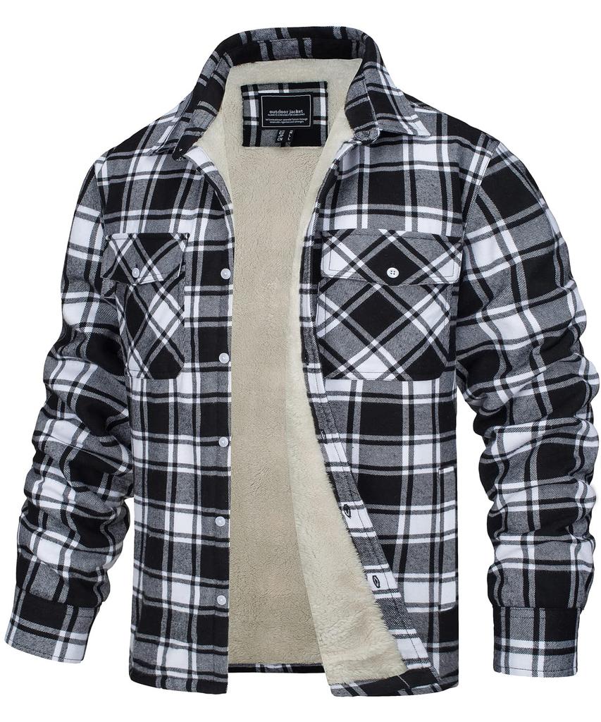 TACVASEN Kostkovaná Hruď Kostkovaná Do Chladného Počasí Nadměrná Velikost XL Pánská Košile, Pohodlná, Pružná, Podšitá Fleecem, Silná, Funkční, Stylová, Kapsa,