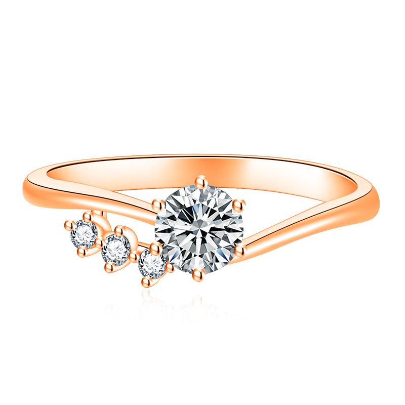 Lindon Classic Copper Alloy Zircon Ring Ladies Jewelry Wedding Promise Party Gift