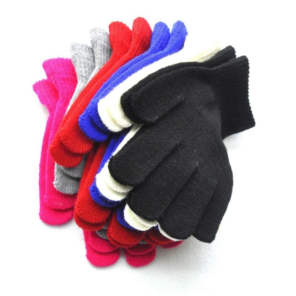 Children Knitted Gloves For 12-15Y Baby Students Winter New Solid Warm Full Finger Mittens Outdoor Kids Cycling Skiing Gloves