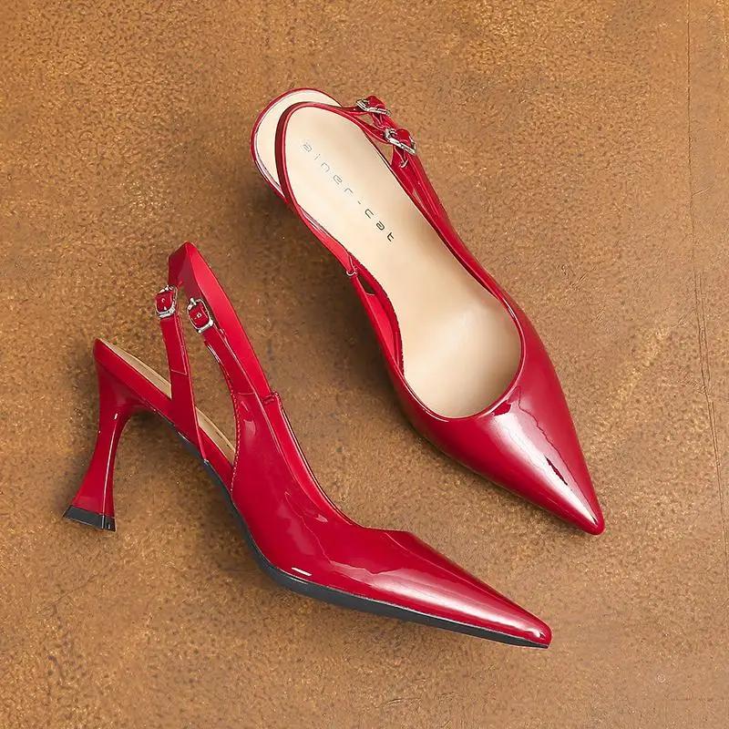 Fashion New Design Women Pumps High Heeled Sandals Pointed Toe Marry Jane Shoes High Quality Pu Heels Fashion Ladies Shoes 2025