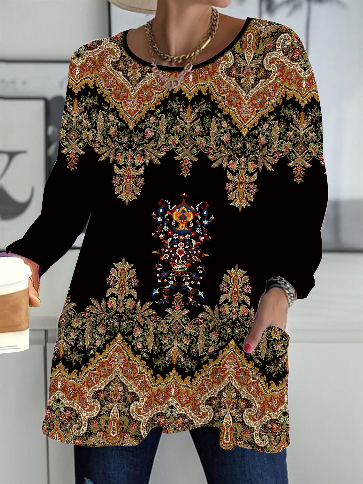 

Осень-Зима 2025 Новые Женские Топы Большого Размера, Модные Футболки с Минималистичным 3D Принтом, Круглым Вырезом и Длинным Рукавом 6XL коричневый