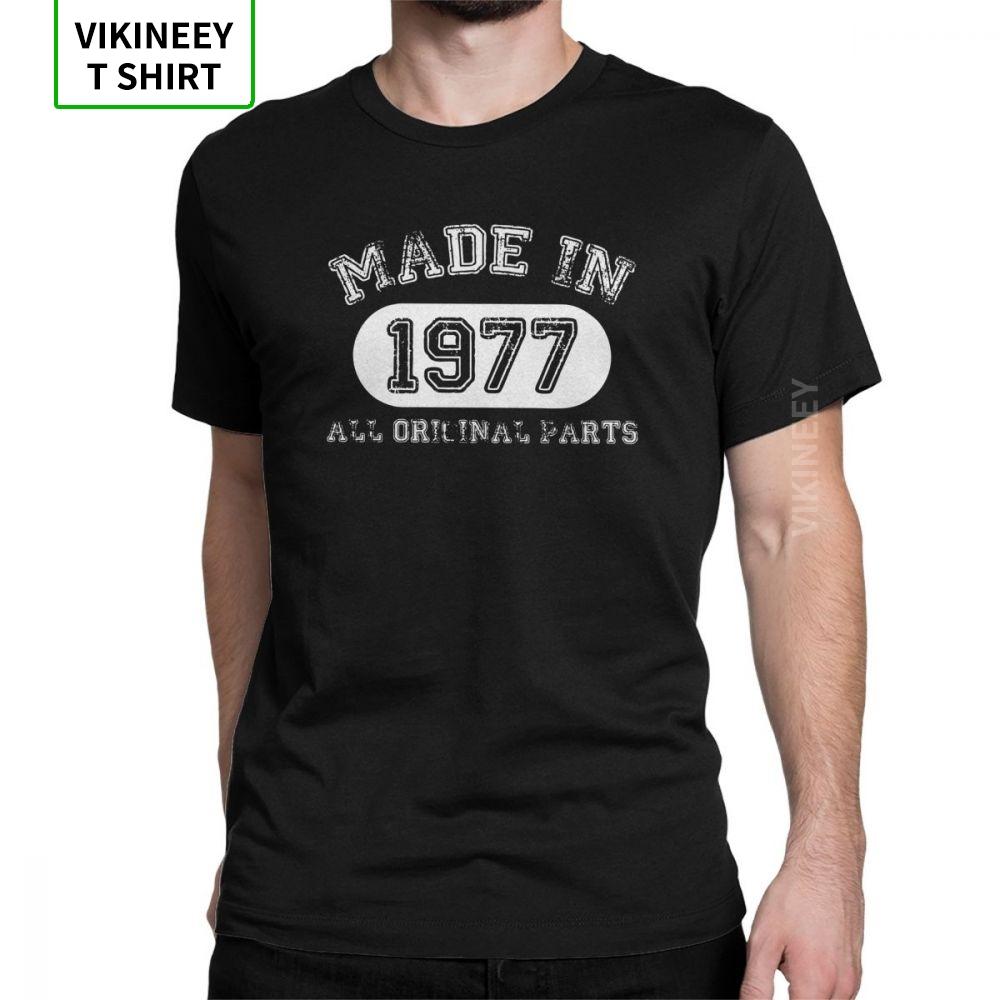 Men T Shirts Made In 1977 TShirts All Original Parts Happy Birthday Popular Short Sleeve Anniversary Tees Clothes Cotton