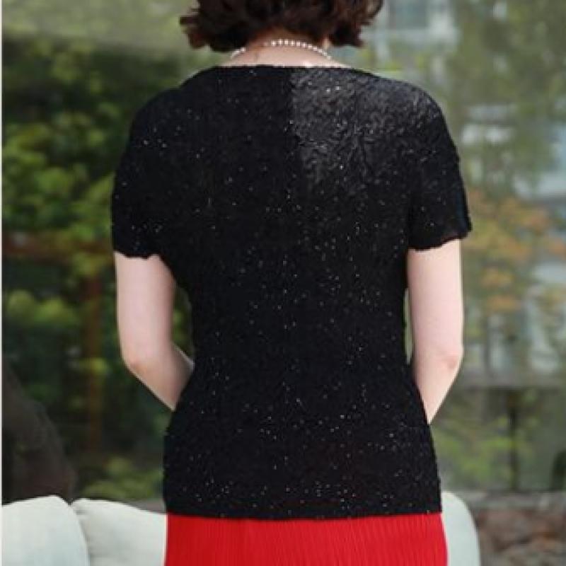 Shiz Madam Top For Mom Shine Pearl Pleats 50s T57108