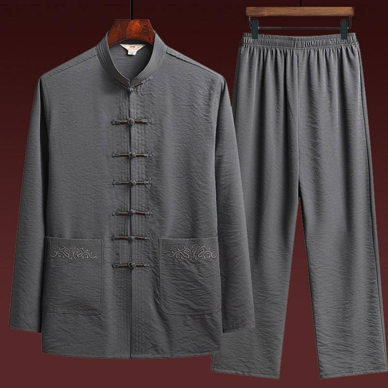 

Tang Suit Men s Long-sleeved Suit Autumn Dad Summer Men s Chinese Style Layman Suit 170