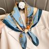 Luxury Women Chain Print Square Scarf Thin Breathable Bandanna Ladies Imitation Silk Scarf Trendy Decorative Hairband