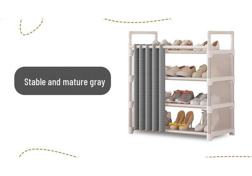 Dustproof Multi-layer Shoe Rack with Door Curtain for Entryways