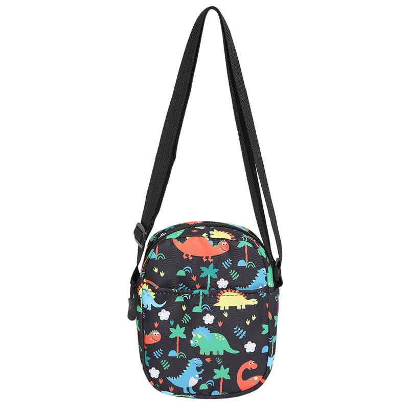 Childrens Dinosaur Cartoon Sling Bag With Zipper Closure For Daily Outings