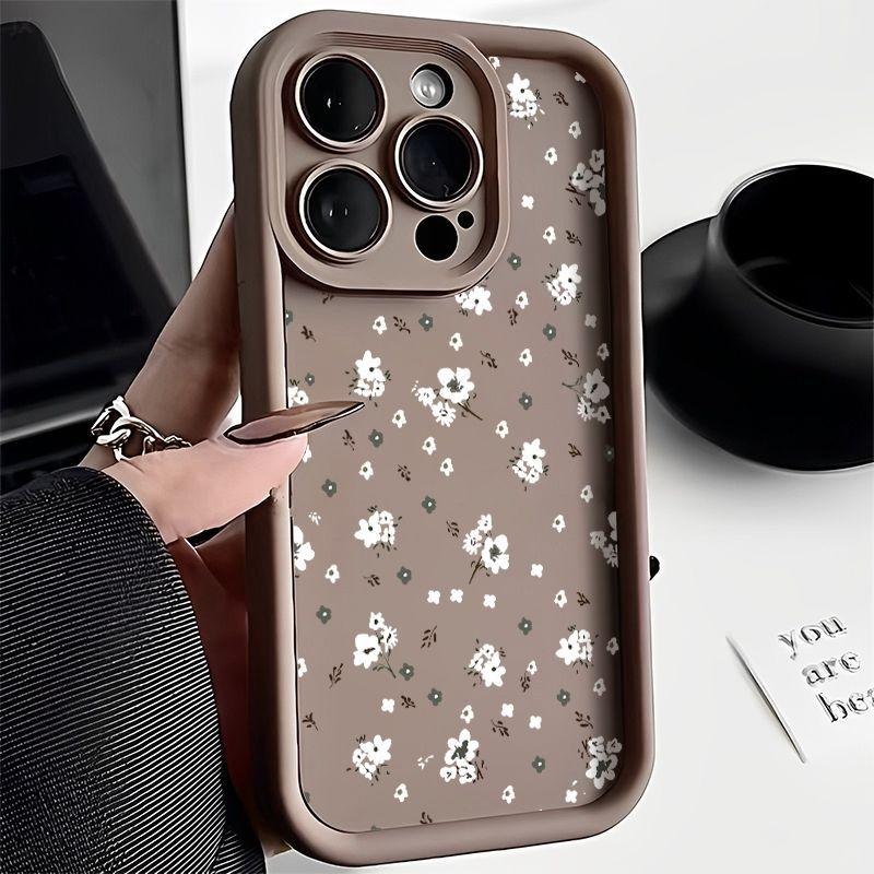 White small floral iPhone17Promax mobile phone case ladder is suitable for Apple 16promax all-inclusive Tianyan 15.